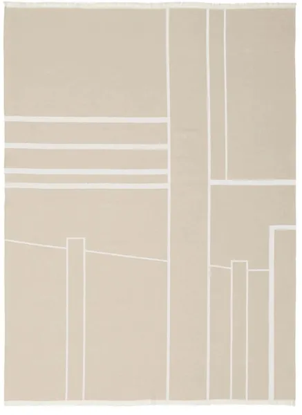 KRISTINA DAM STUDIO Architecture pledd - offwhite og beige bomull (180x130)
