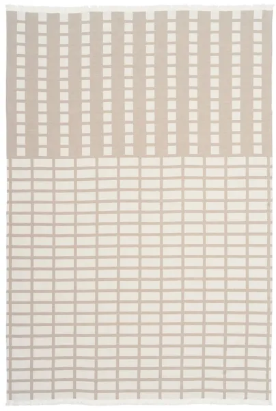 KRISTINA DAM STUDIO Contemporary pledd - offwhite og beige bomull (180x130)
